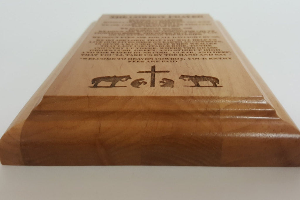 The Cowboy Prayer Engraved Wood Plaque, 4" X 6"