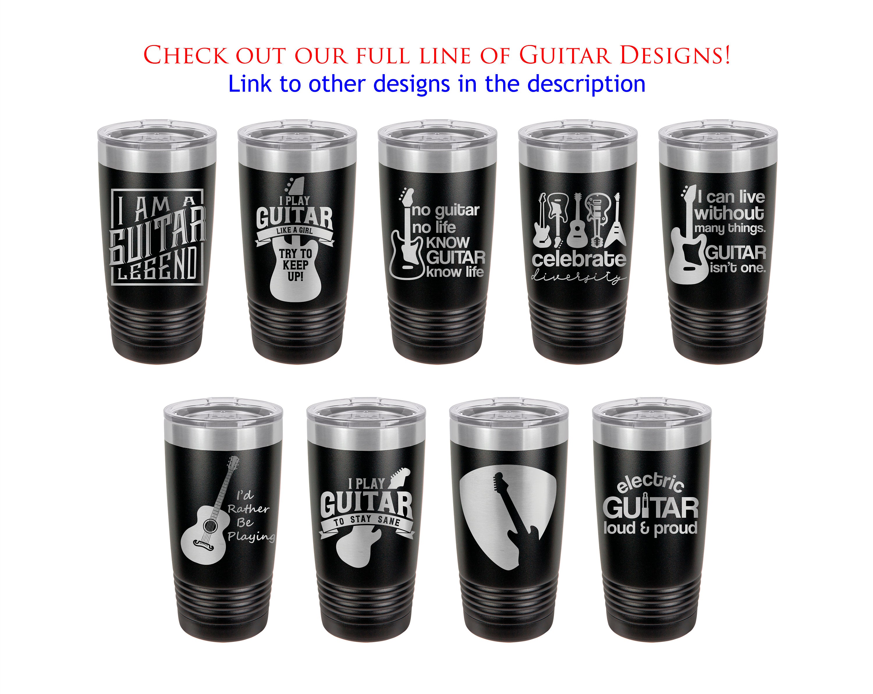 Guitar Tumbler Electric Loud & Proud Guitar Player Gift Musician Mug Acoustic Guitar Yeti Custom Laser Engraved Guitarist Cup