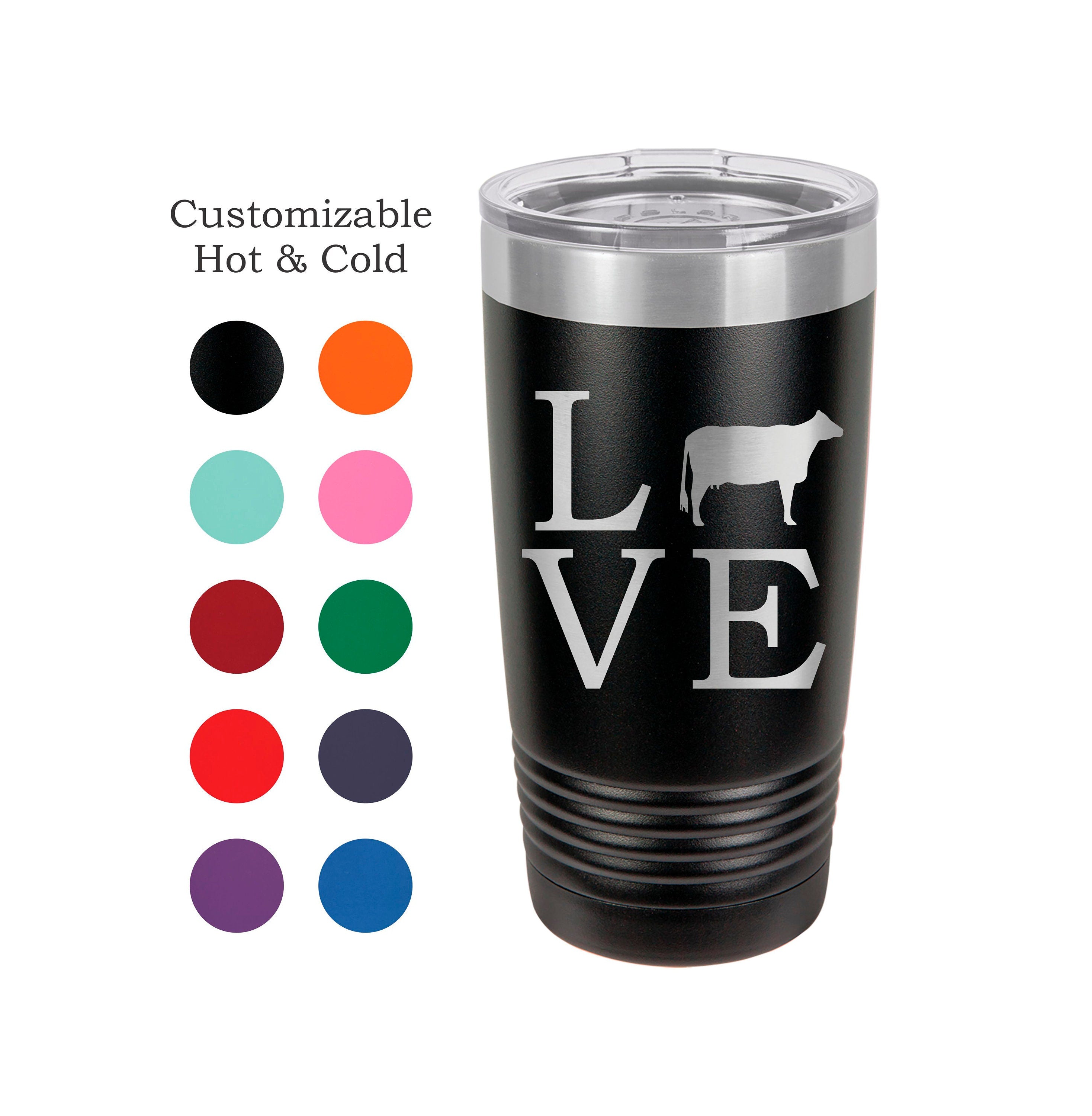 Dairy Tumbler, Love Dairy, Dairy Cow, Stainless Steel, 20 oz, Custom Engraved, Dairy Show, Holstein, Show Cattle Tumbler