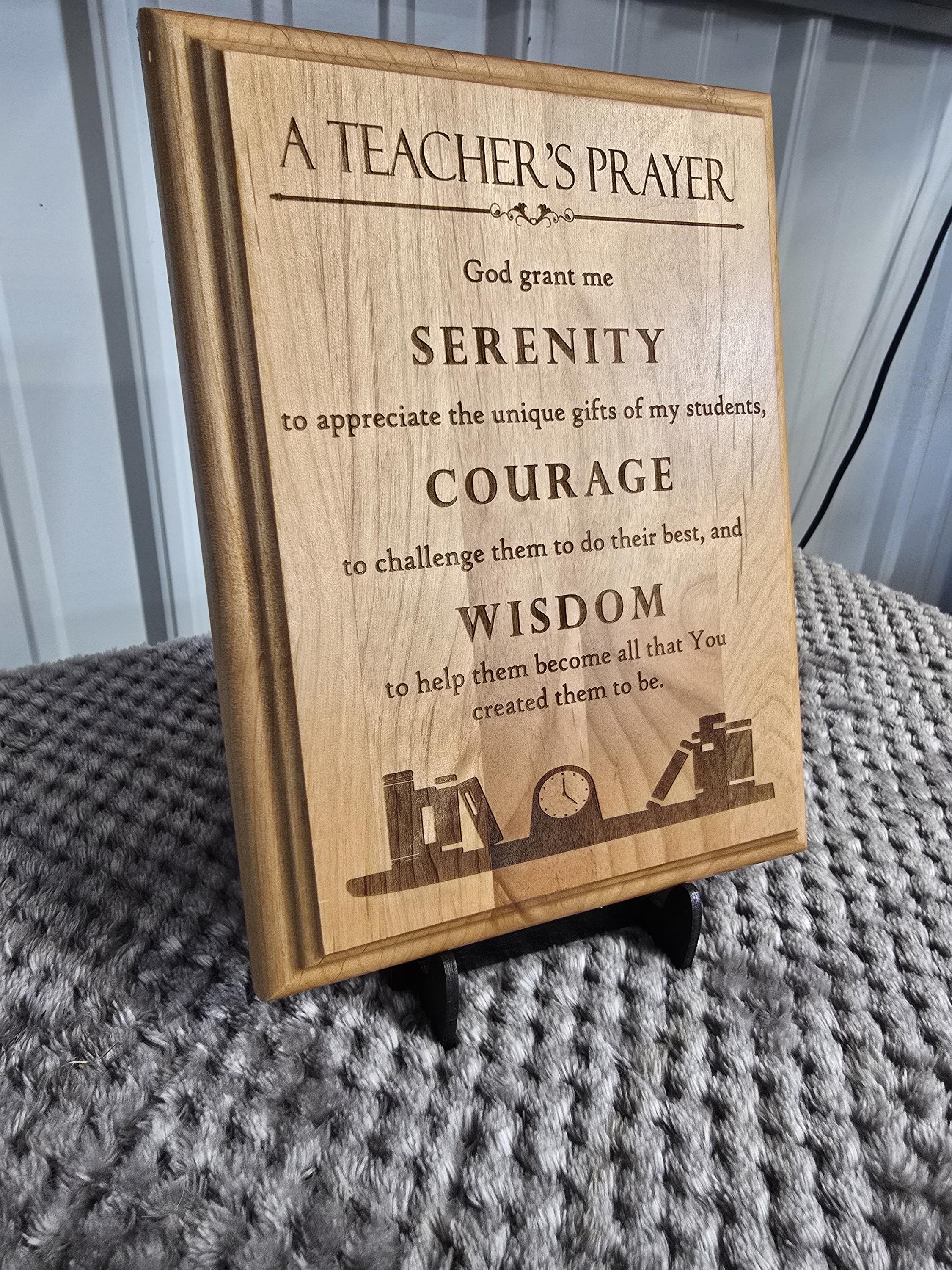 Teacher’s Prayer Engraved Alder Wood Plaque