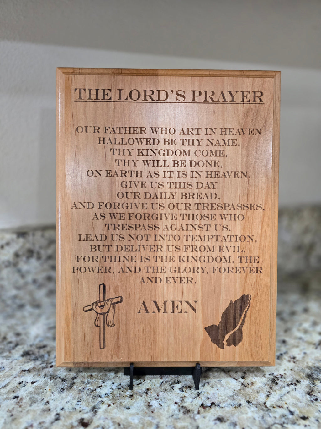 Lord’s Prayer Engraved Alder Wood Plaque