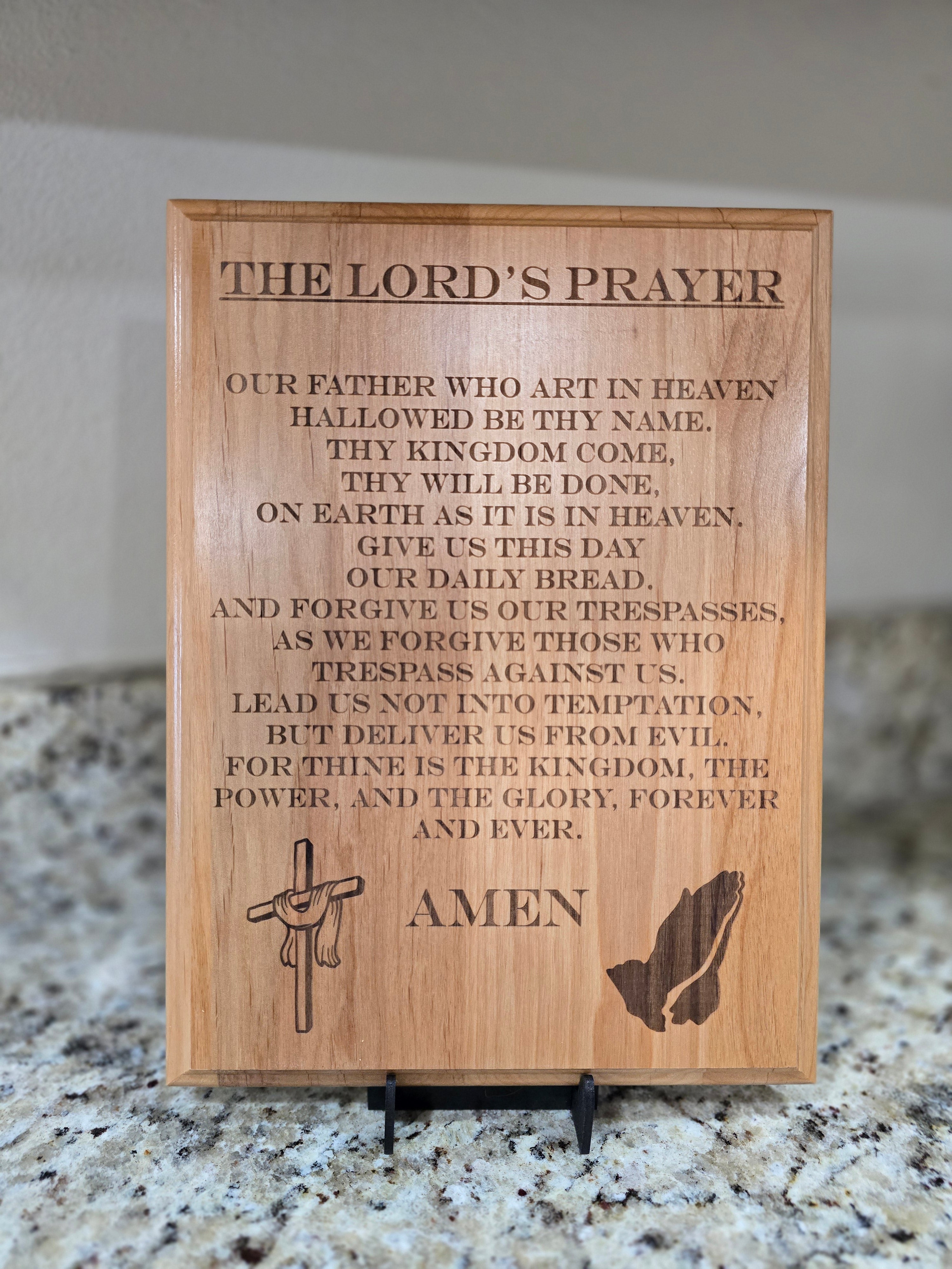 Lord’s Prayer Engraved Alder Wood Plaque