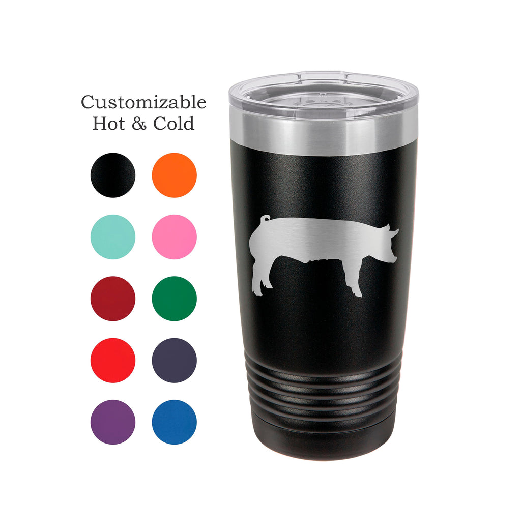 Pig Tumbler, Show Pig, Stainless Steel, 20 oz, Custom Engraved, Swine Tumbler, Show Hogs, Swine Show