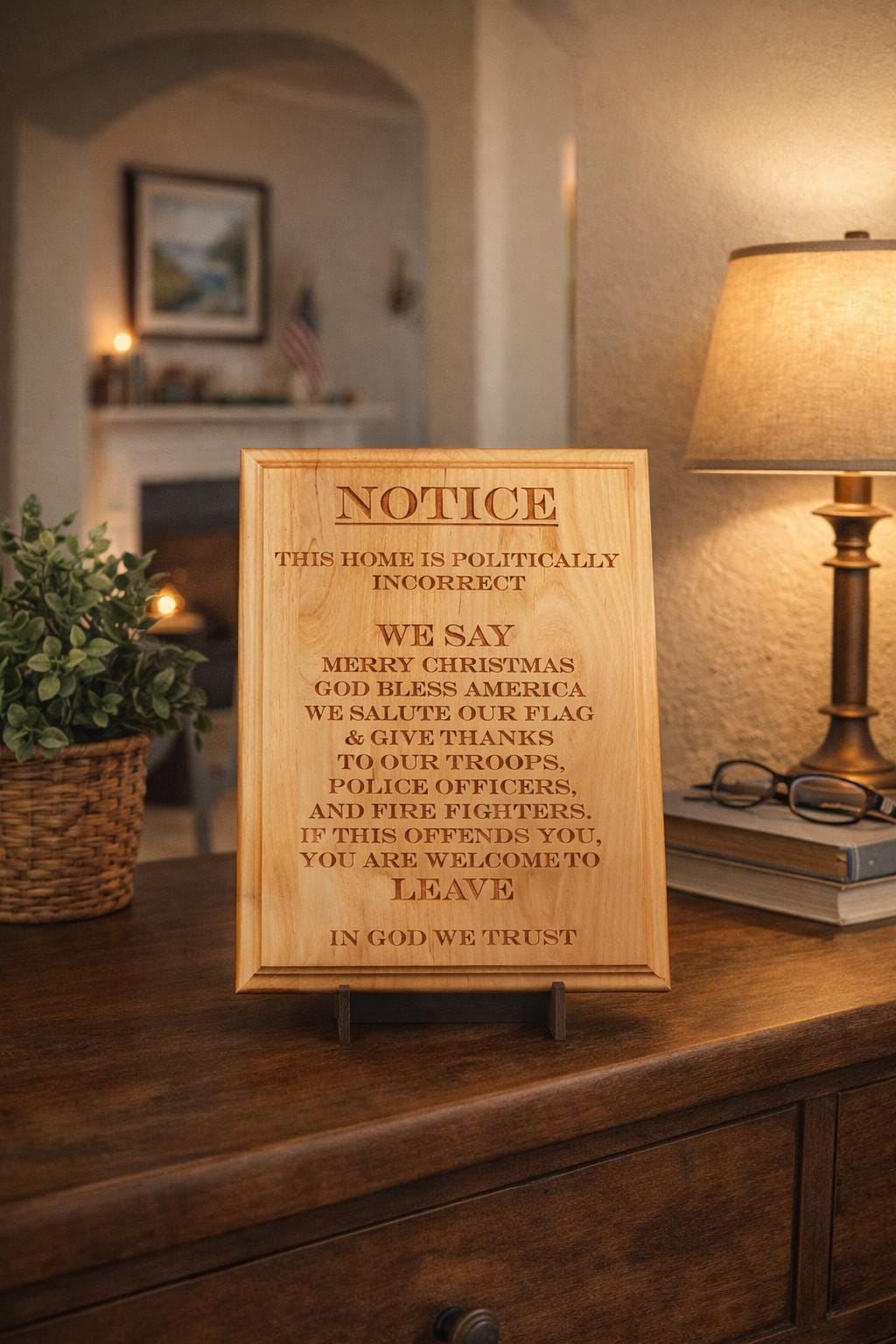 Politically Incorrect Engraved Wood Plaque 8" X 10"
