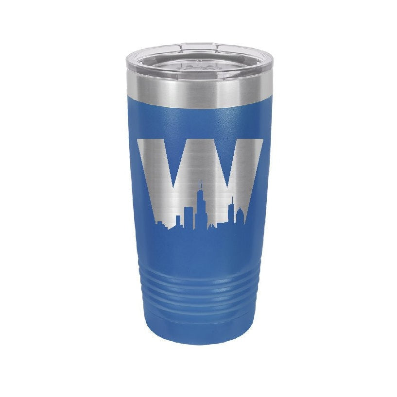 Chicago Cubs Insulated Tumbler Fan Gift Fly the W, skyline, baseball fan, Stainless Steel, 20 oz,  Custom Engraved