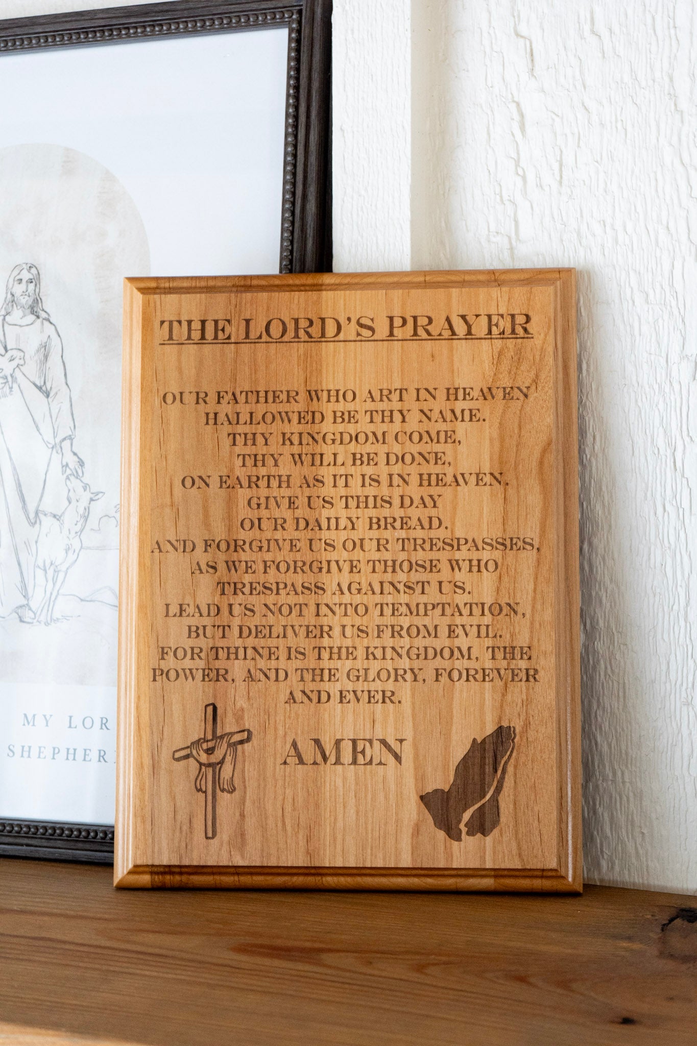 Lord’s Prayer Engraved Alder Wood Plaque