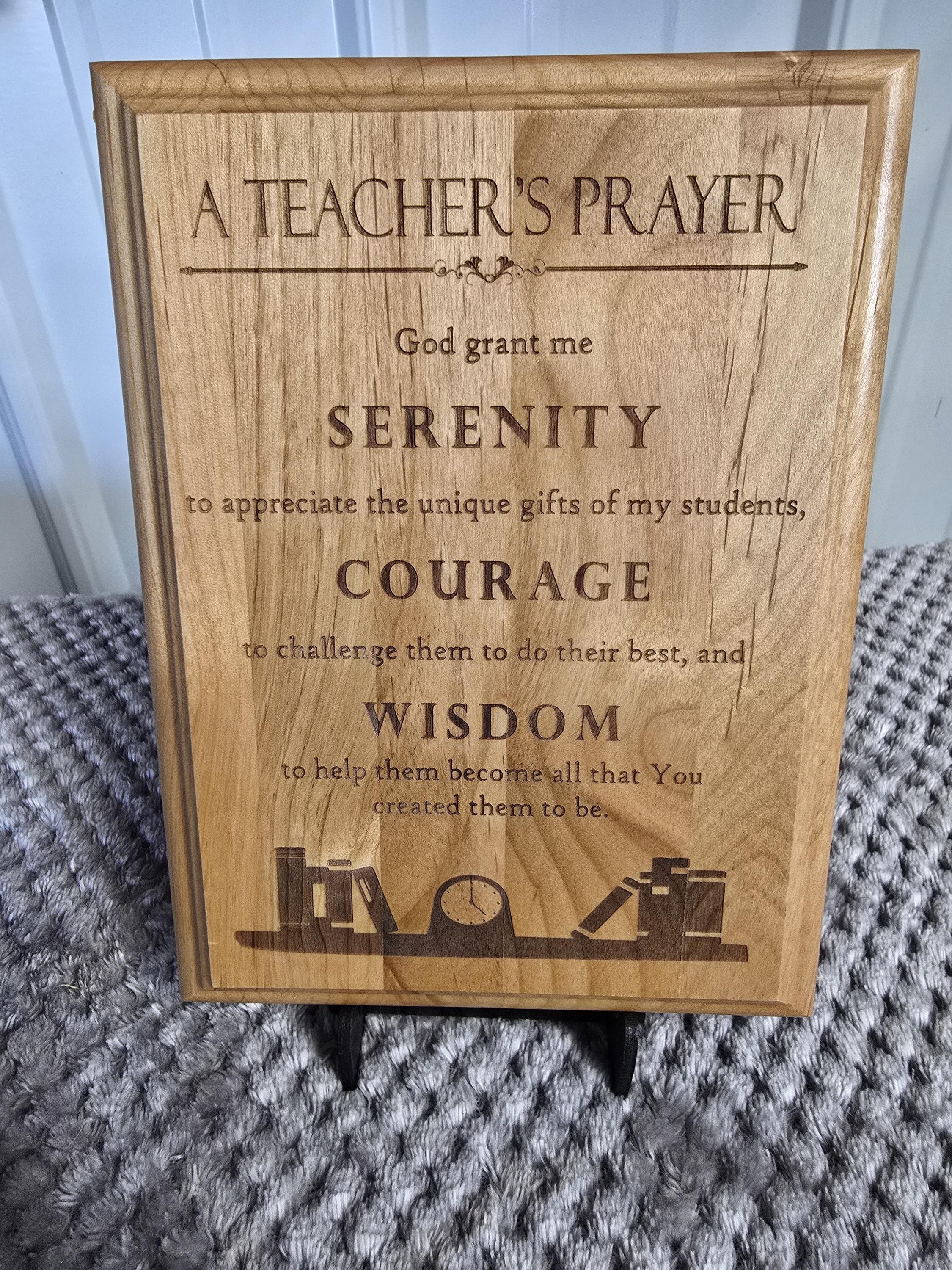 Teacher’s Prayer Engraved Alder Wood Plaque