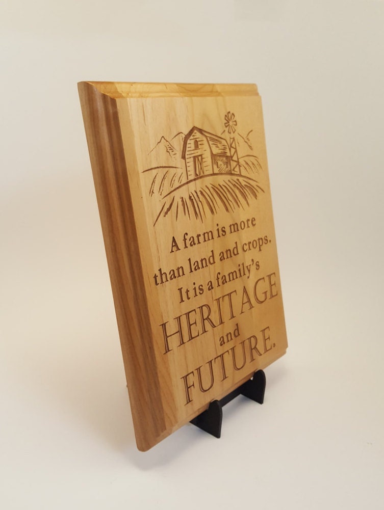 Farm Plaque, Farmer gift, Farm Heritage and Future, Engraved Wood Plaque, 8" X 10"