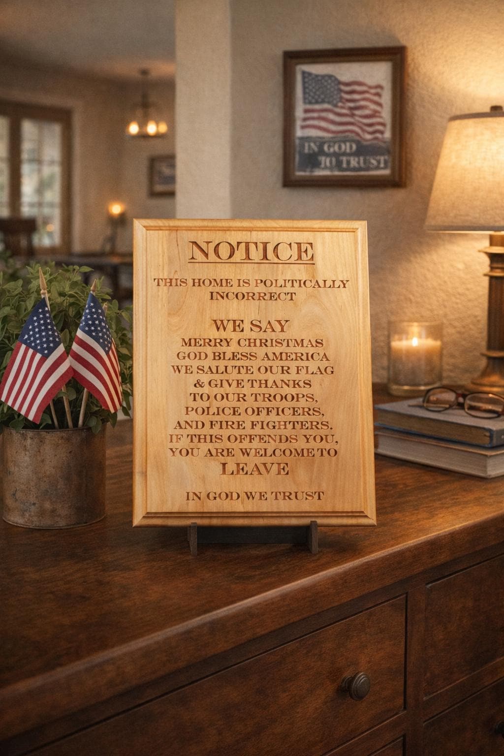 Politically Incorrect Engraved Wood Plaque 8" X 10"