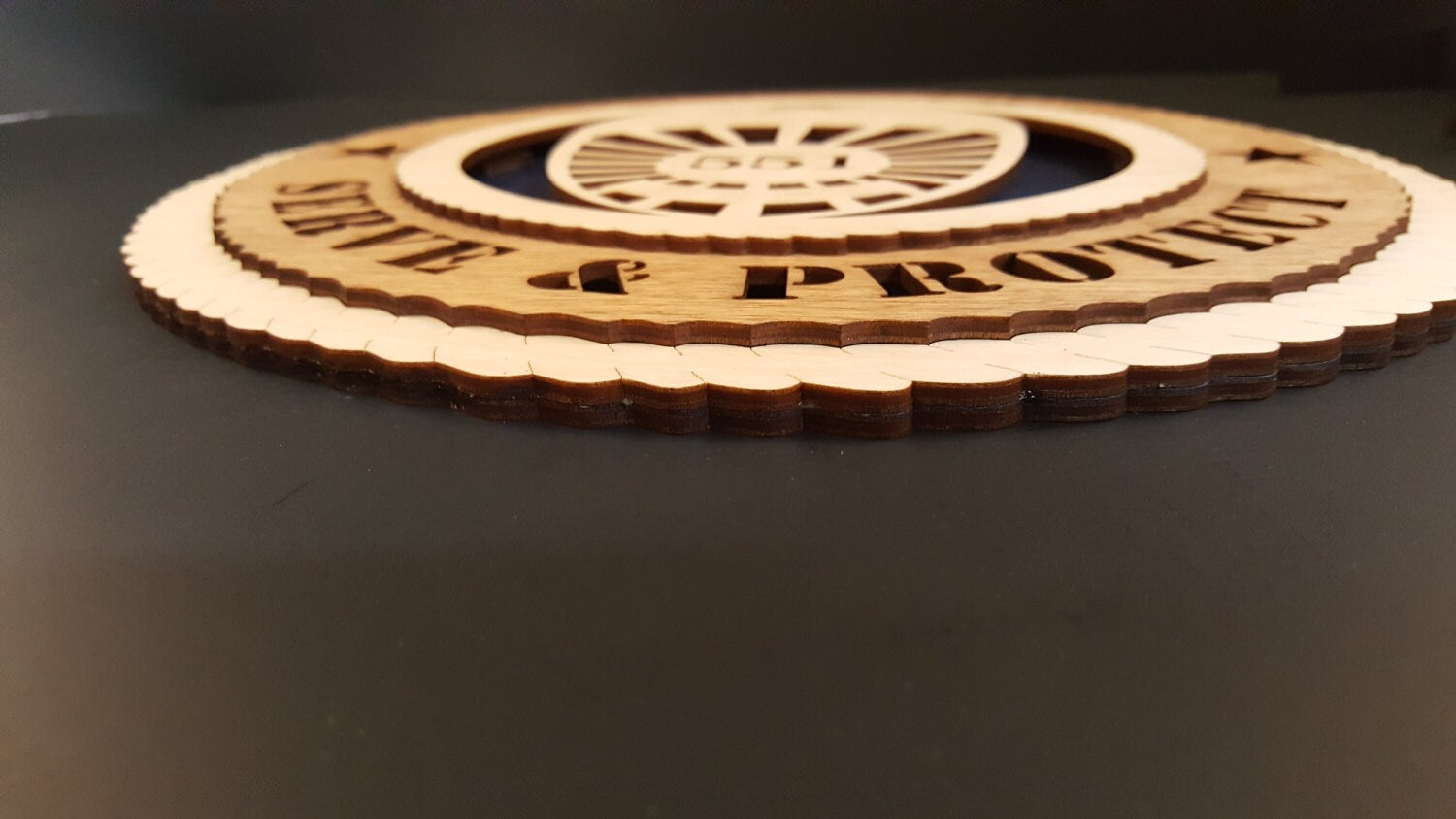 Police Officer- 3D Round Wall Plaque made of solid birch, 11.5" round, wall hanging or desktop display
