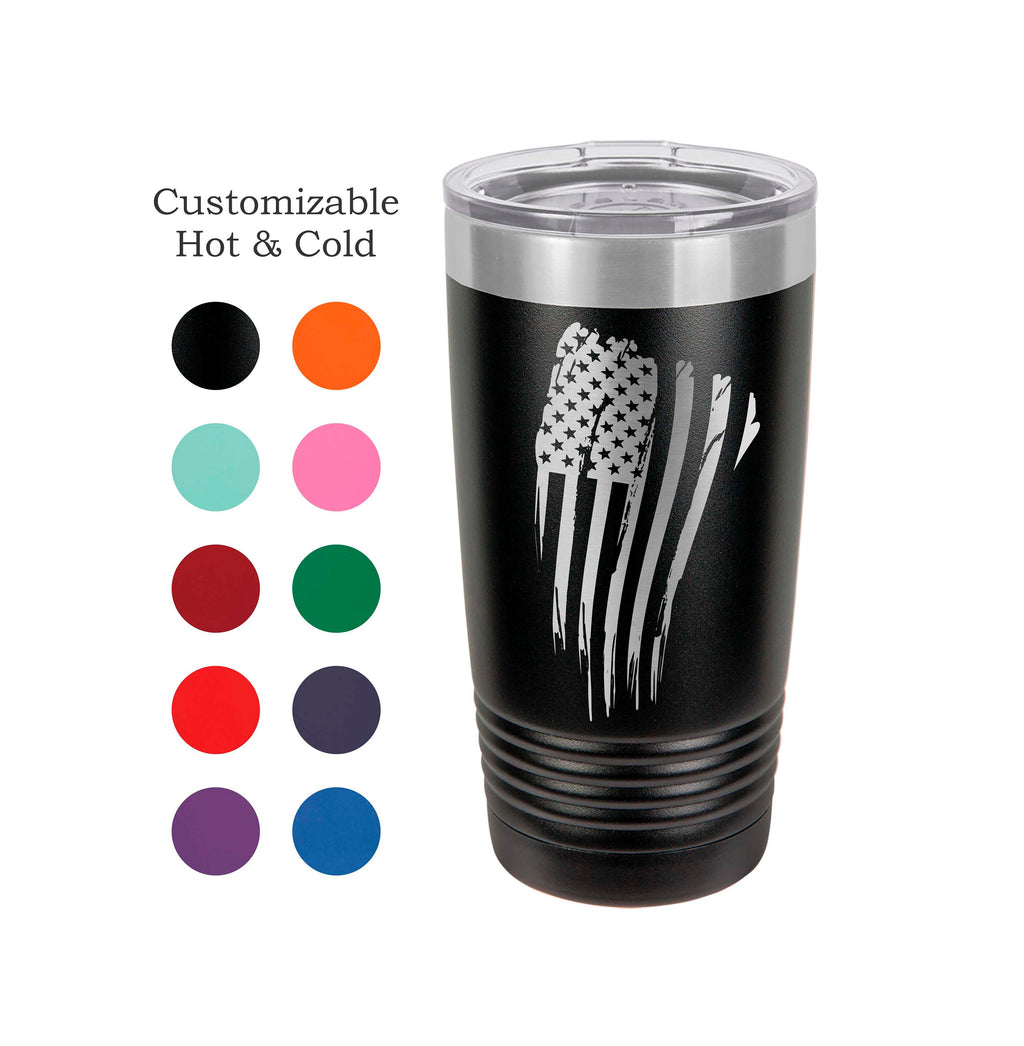 American Flag Tumbler, Tattered Flag, Old Glory, Stainless Steel, 20 oz, Custom Engraved, Patriotic Tumbler, USA, Personalized yeti
