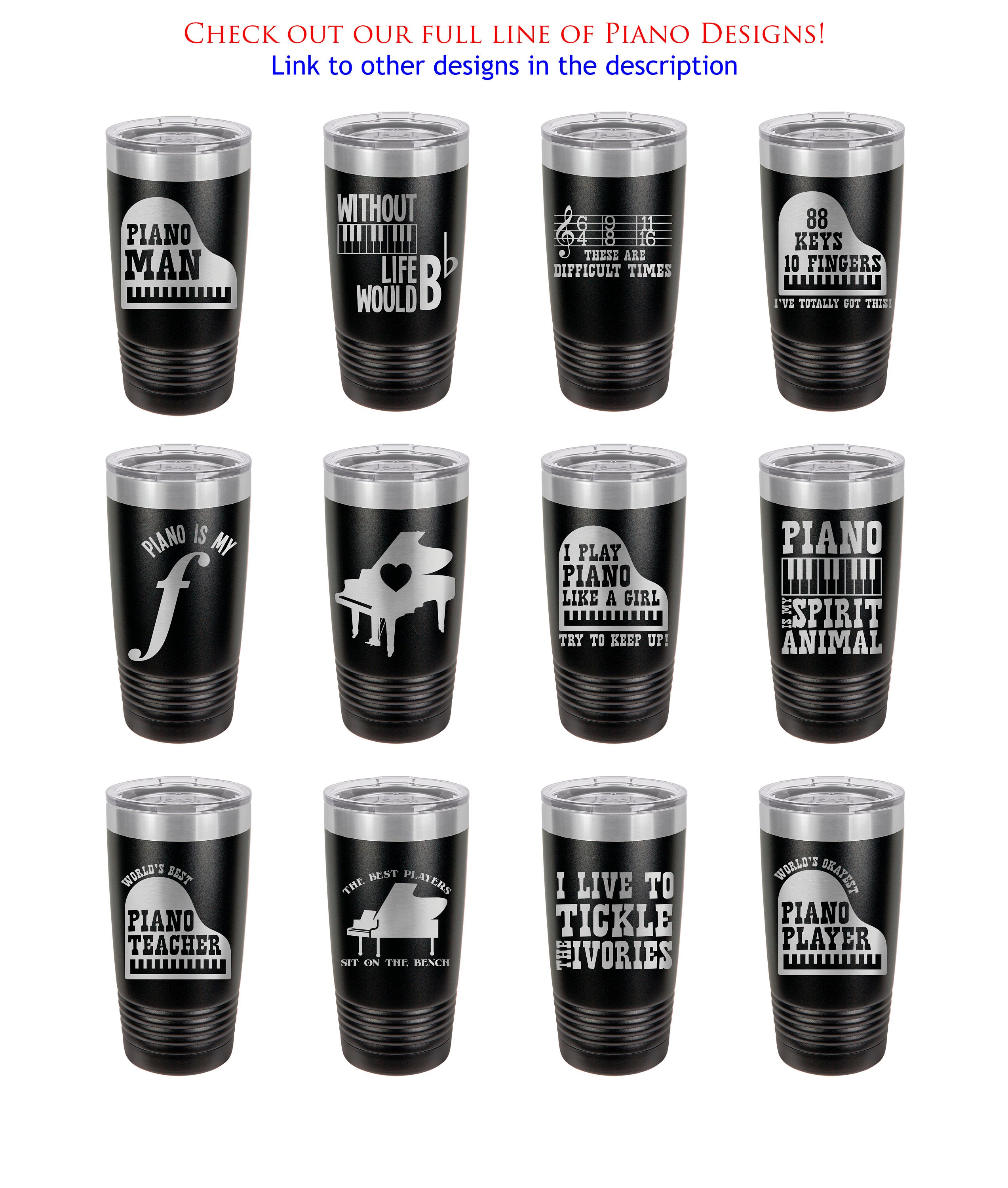 Pianist Gift Piano Tumbler Love Piano Gift for Musician Cup Piano Player Keyboardist Mug Piano Teacher