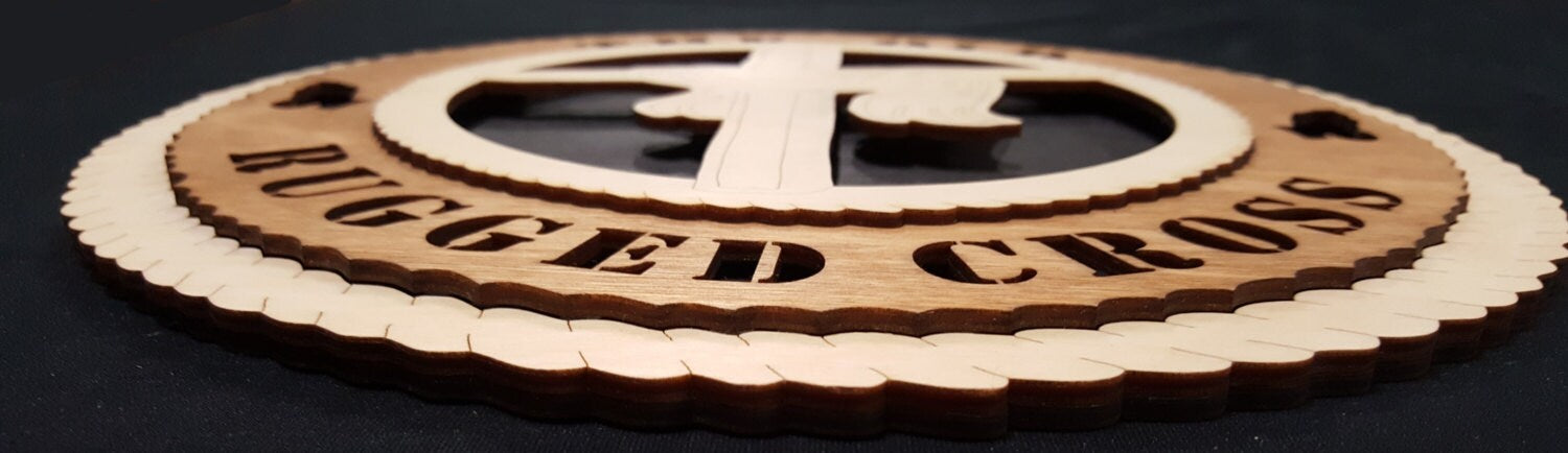 The Old Rugged Cross- 3D Round Wood Plaque made of solid birch, 11.5" diameter, wall hanging or desktop display