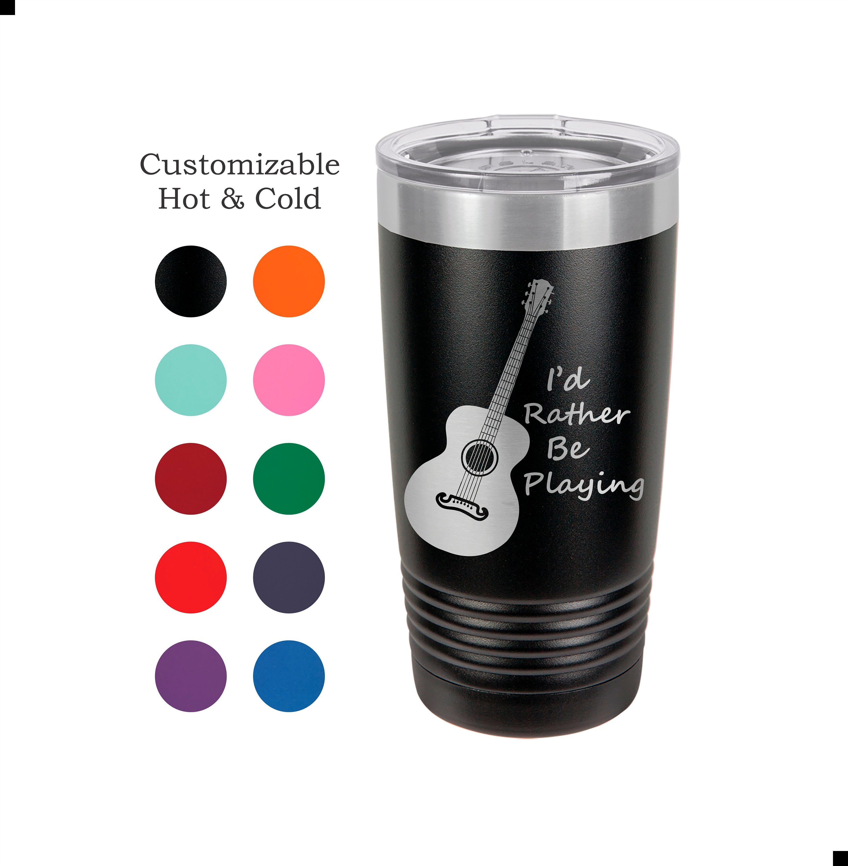Guitar Tumbler Guitar Player Gift Musician Mug Acoustic Guitar Yeti Custom Laser Engraved Guitarist Cup