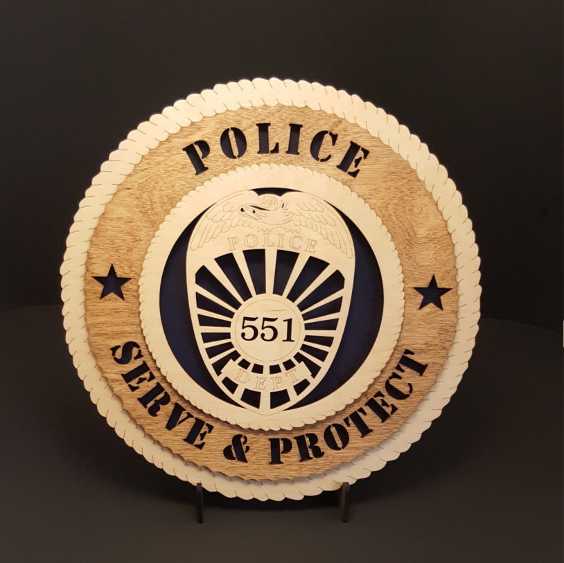 Police Officer- 3D Round Wall Plaque made of solid birch, 11.5" round, wall hanging or desktop display