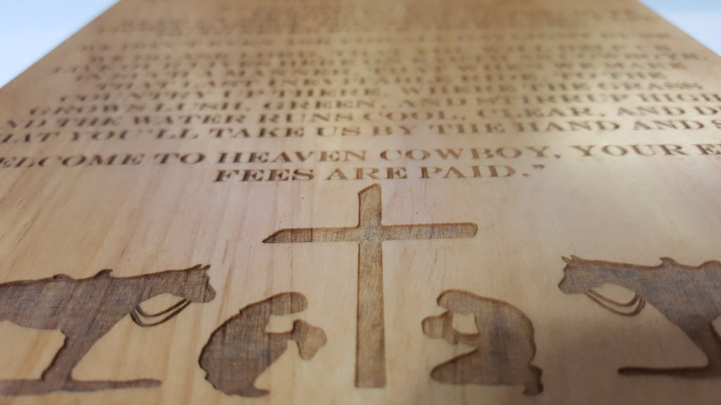 The Cowboy Prayer Engraved Wood Plaque, 9" X 12"