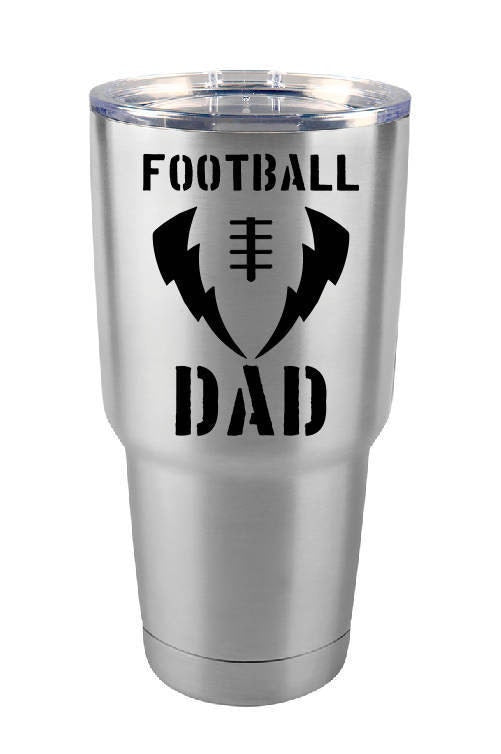 Football Dad Stainless Steel 30 oz Engraved Custom Tumbler- Football Player, Dad Gift, Sports