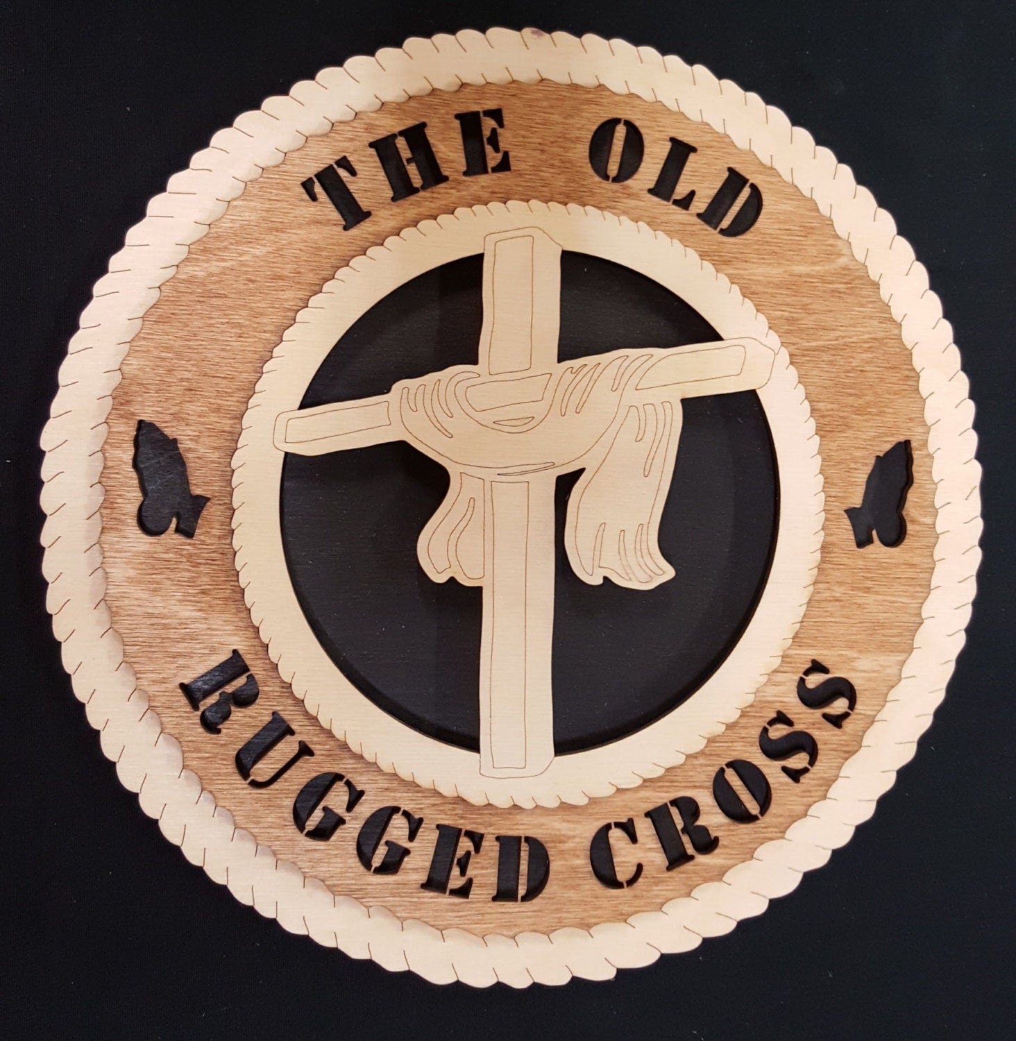 The Old Rugged Cross- 3D Round Wood Plaque made of solid birch, 11.5" diameter, wall hanging or desktop display