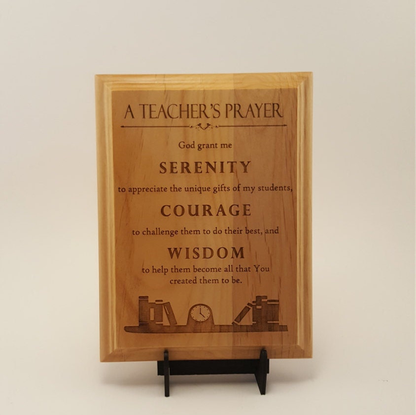 Teacher gift, A Teacher's Prayer, Christmas gift for teacher, Engraved Wood Plaque, 6" X 8"