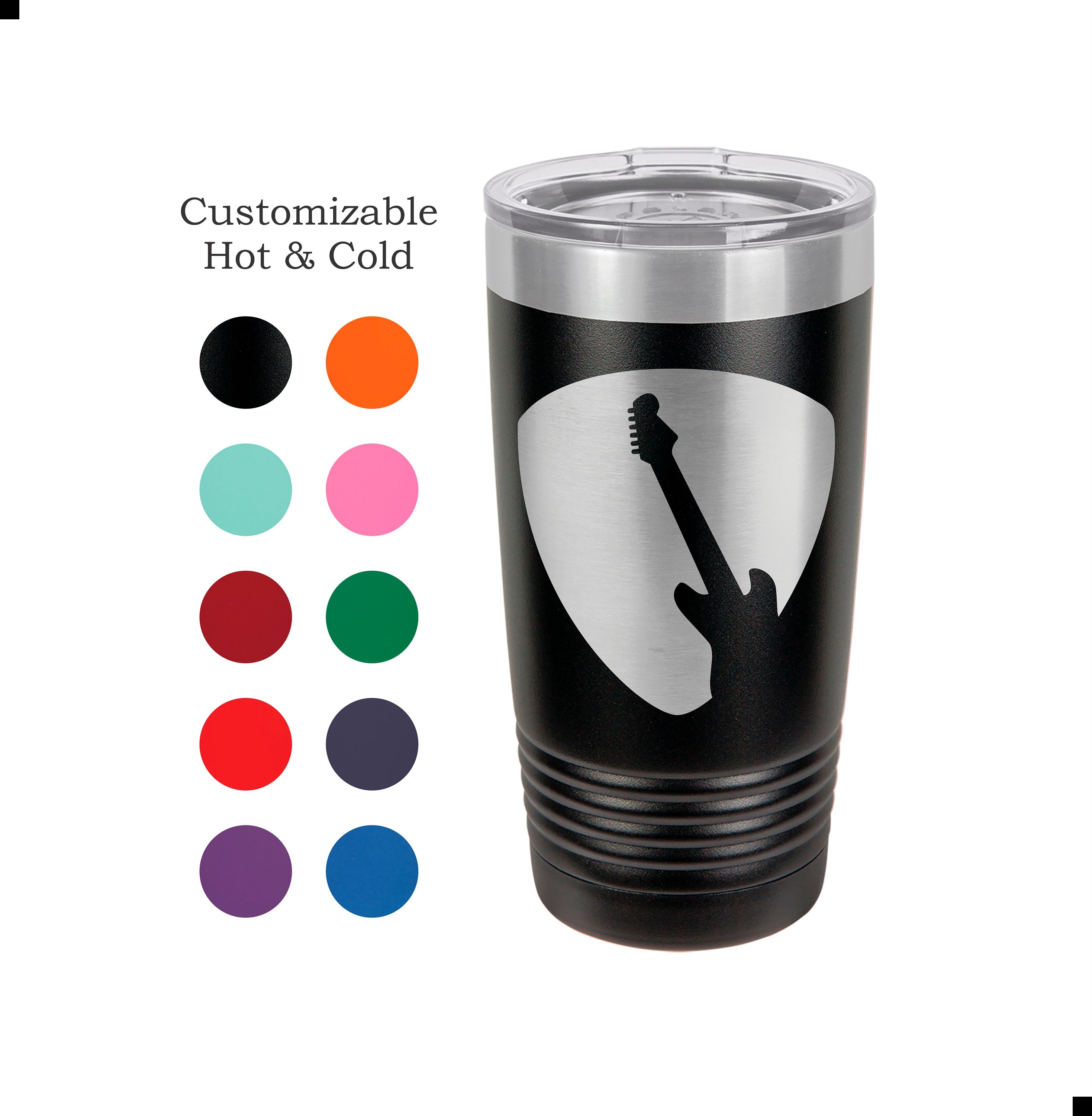 Guitar Tumbler Pick Silhouette Player Gift Musician Mug Acoustic Guitar Yeti Custom Laser Engraved Guitarist Cup