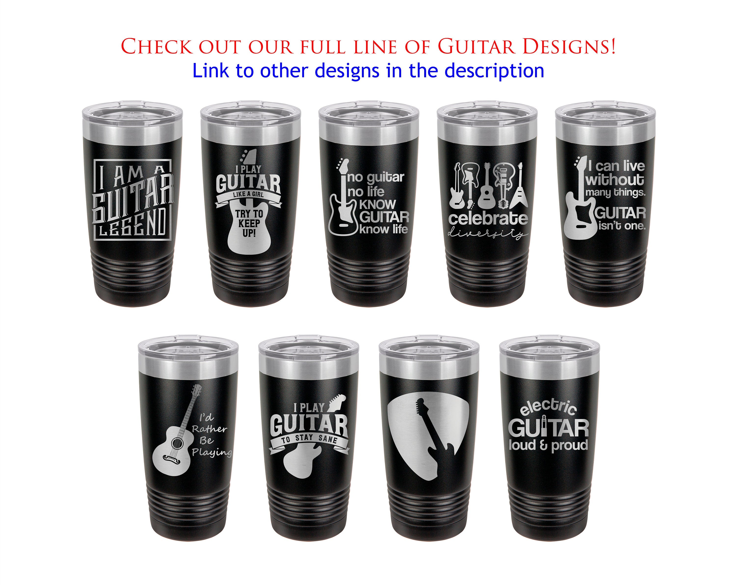 Guitar Tumbler Guitar Player Gift Musician Mug Acoustic Guitar Yeti Custom Laser Engraved Guitarist Cup