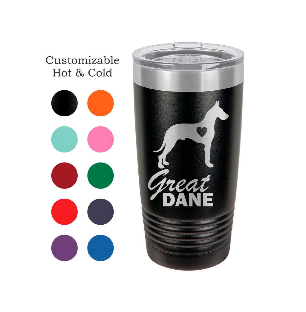 Engraved Great Dane Tumbler - Personalized Insulated 20 Oz Dog Lover Gift