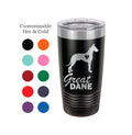 Engraved Great Dane Tumbler - Personalized Insulated 20 Oz Dog Lover Gift