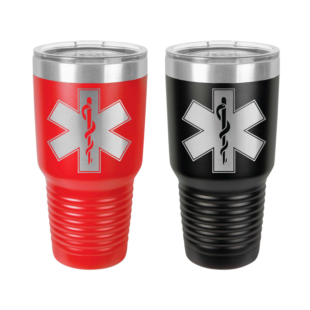 EMS Tumbler, EMT, Star of Life, Stainless Steel, 30 oz,  Custom Engraved, Firefighter, Ambulance, Medic