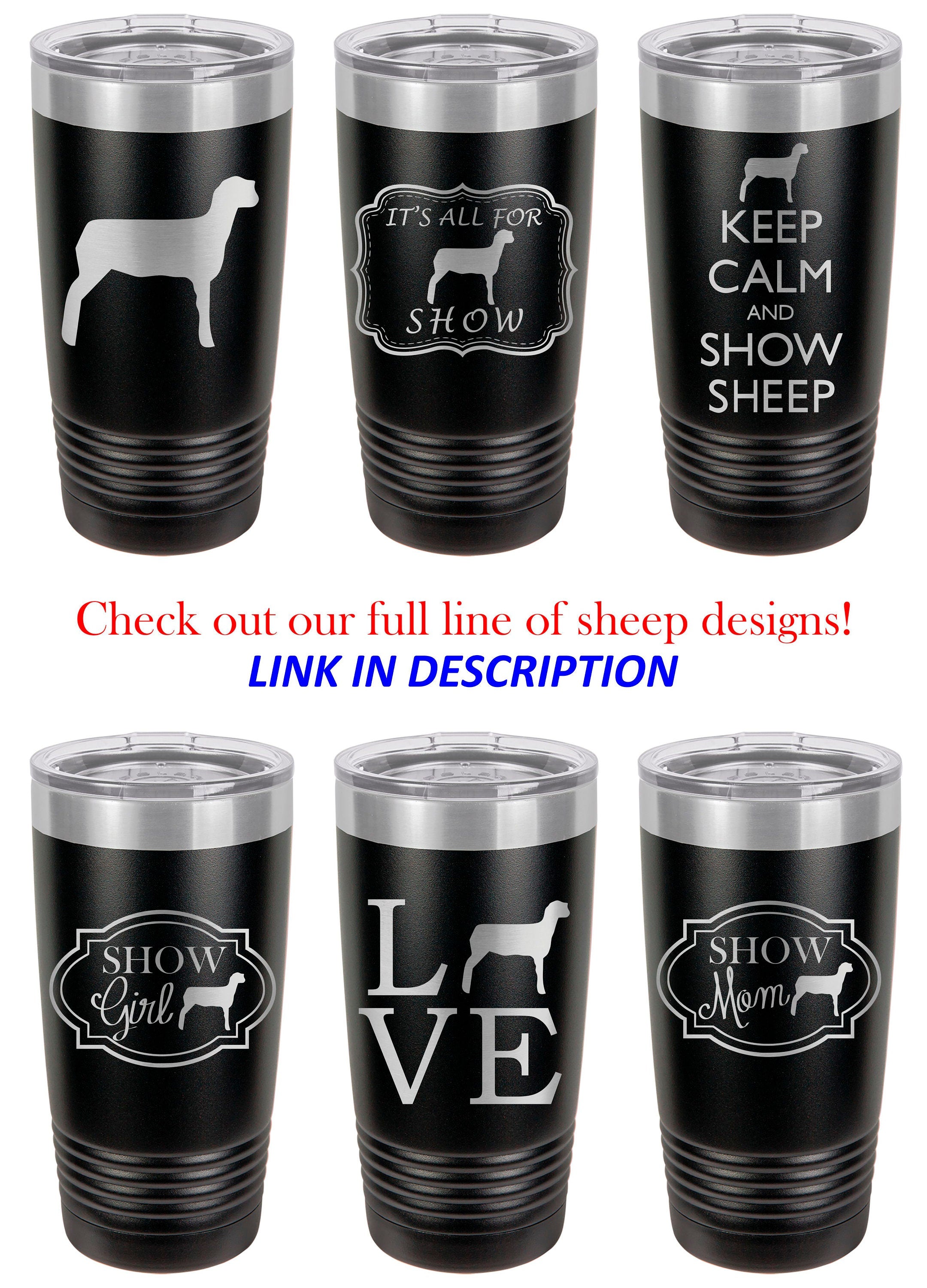 Sheep Tumbler, Keep Calm and Show Sheep, Stainless Steel, 20 oz, Custom Engraved, Show Sheep, Show Lamb