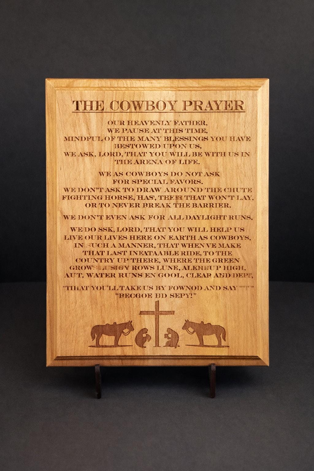 Cowboy Prayer Wood Plaque | Engraved Alder Wood Sign | Western Christian Decor | Rustic Faith Wall Art | Cowboy Gift | 5 Sizes