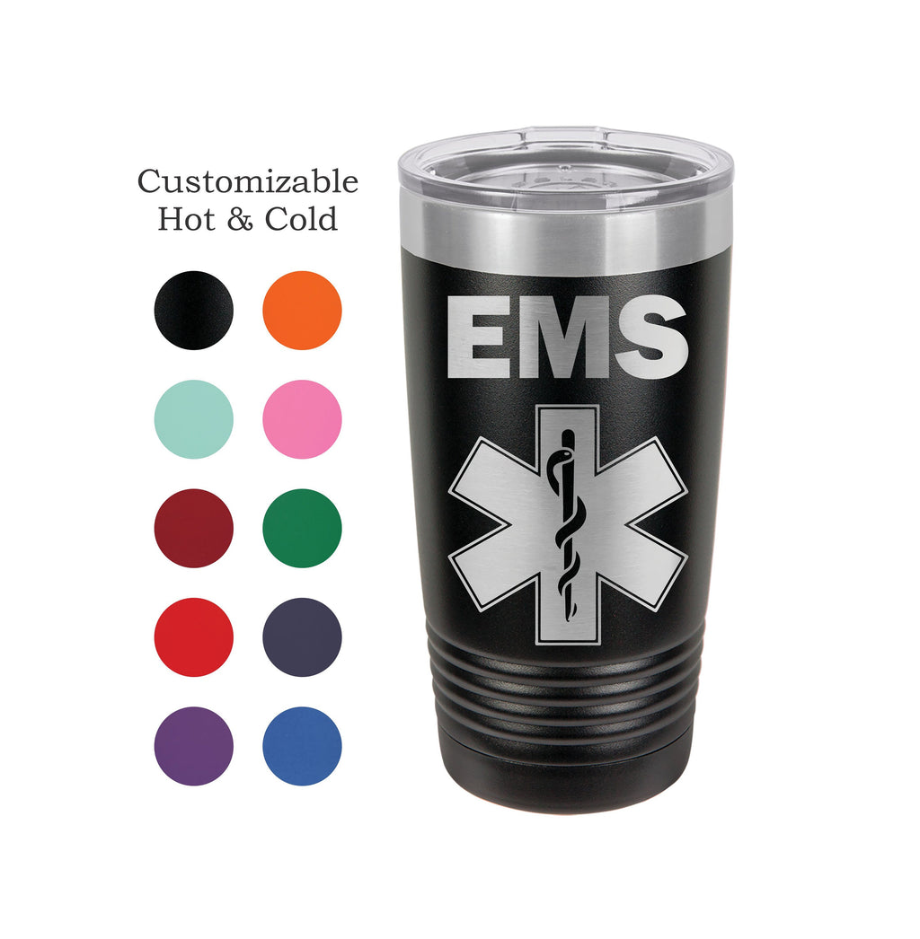 EMS Tumbler, EMT, Star of Life, Stainless Steel, 20 oz,  Custom Engraved, Firefighter, Ambulance, Medic