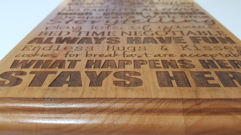 Grandparent Gift, Grandma and Grandpa House Rules, Engraved Wood Plaque, 8" X 10"