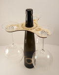Wood Wine Butler- Wine Accessories, Laser Cut, Holds 3 glasses on bottle neck