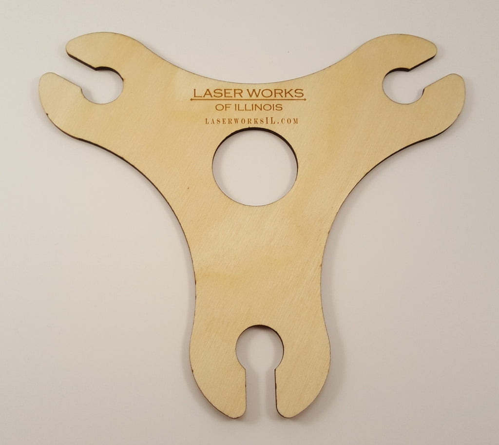 Wood Wine Butler- Wine Accessories, Laser Cut, Holds 3 glasses on bottle neck
