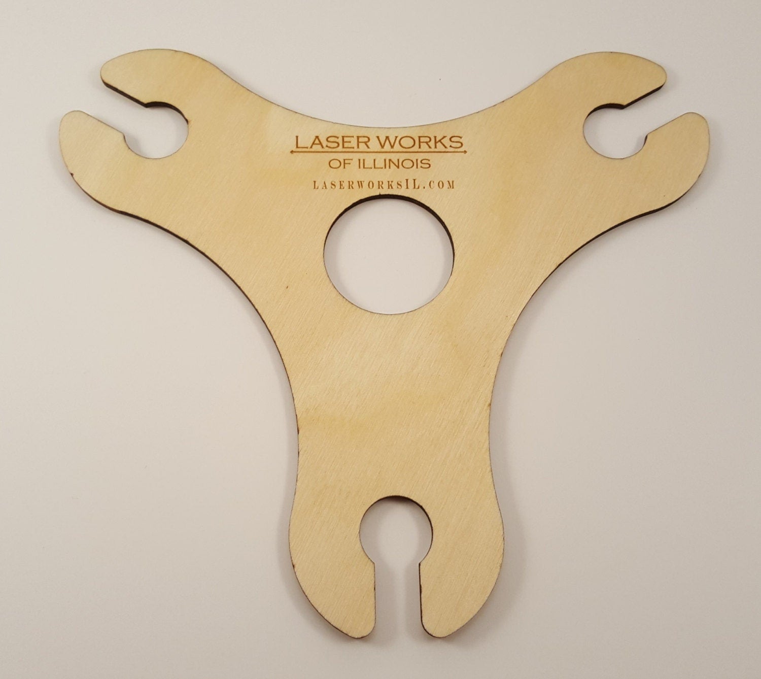 Wood Wine Butler- Wine Accessories, Laser Cut, Holds 3 glasses on bottle neck