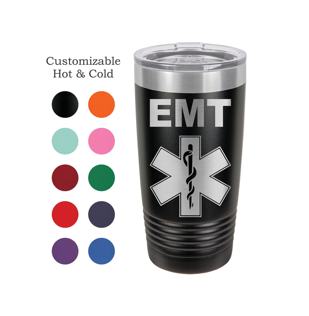 EMS Tumbler, EMT, Star of Life, Stainless Steel, 20 oz,  Custom Engraved, Firefighter, Ambulance, Medic