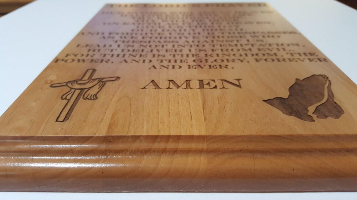 Lord’s Prayer Engraved Alder Wood Plaque