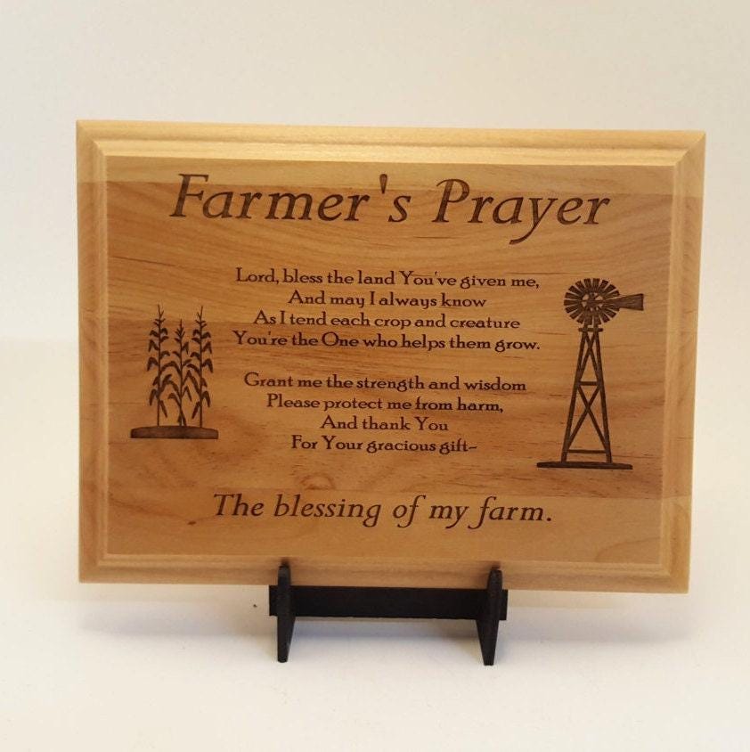 Farmer’s Prayer Engraved Wood Plaque | Rustic Farmhouse Wall Decor | Faith-Inspired Farmer Gift | 5 Sizes