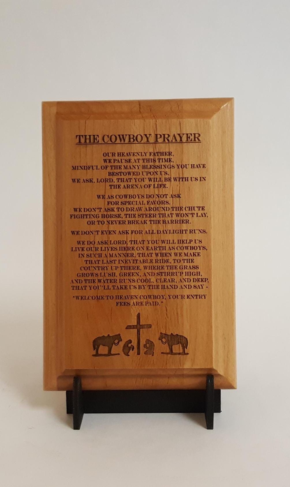 Cowboy Prayer Wood Plaque | Engraved Alder Wood Sign | Western Christian Decor | Rustic Faith Wall Art | Cowboy Gift | 5 Sizes