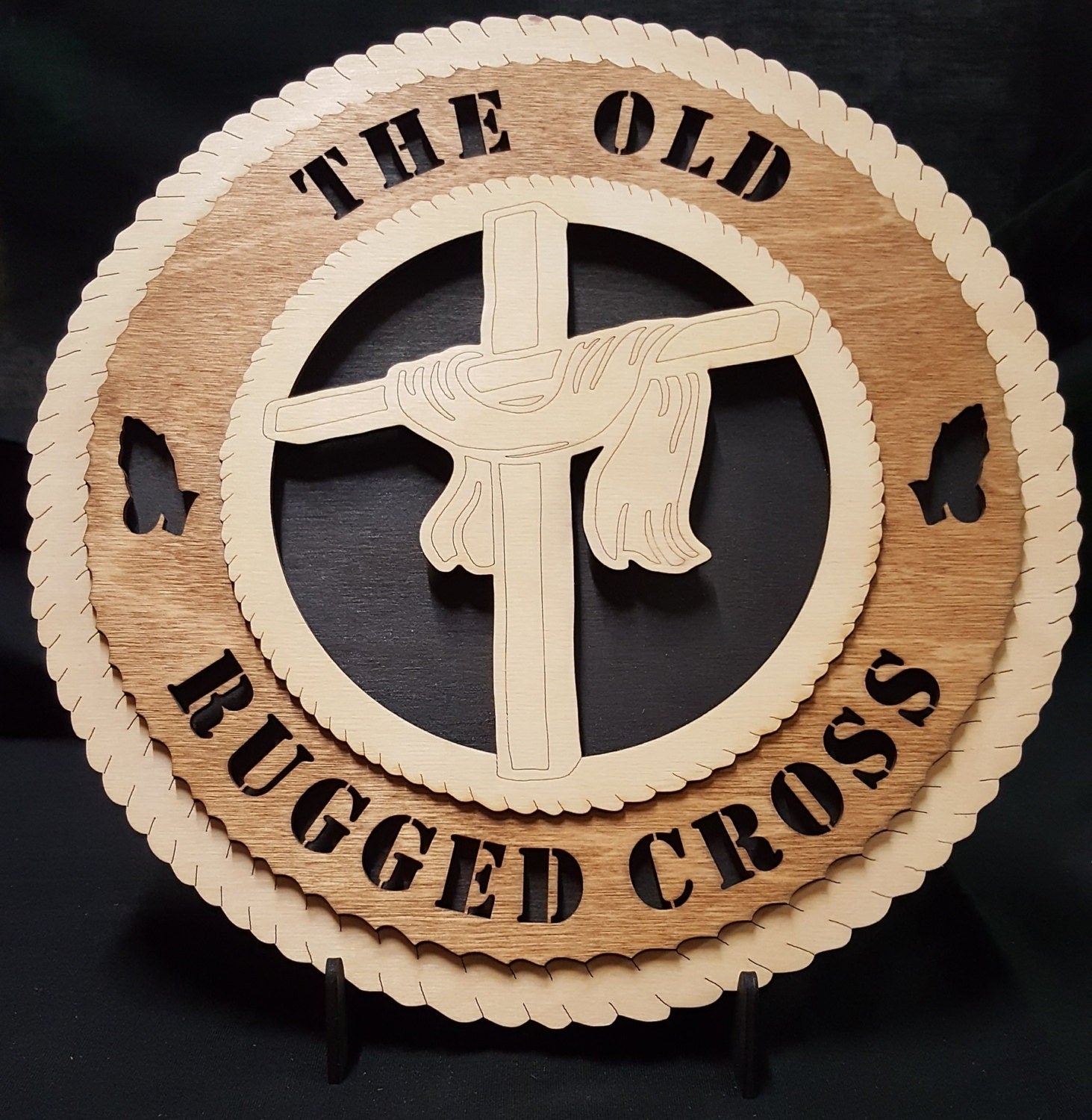 The Old Rugged Cross- 3D Round Wood Plaque made of solid birch, 11.5" diameter, wall hanging or desktop display