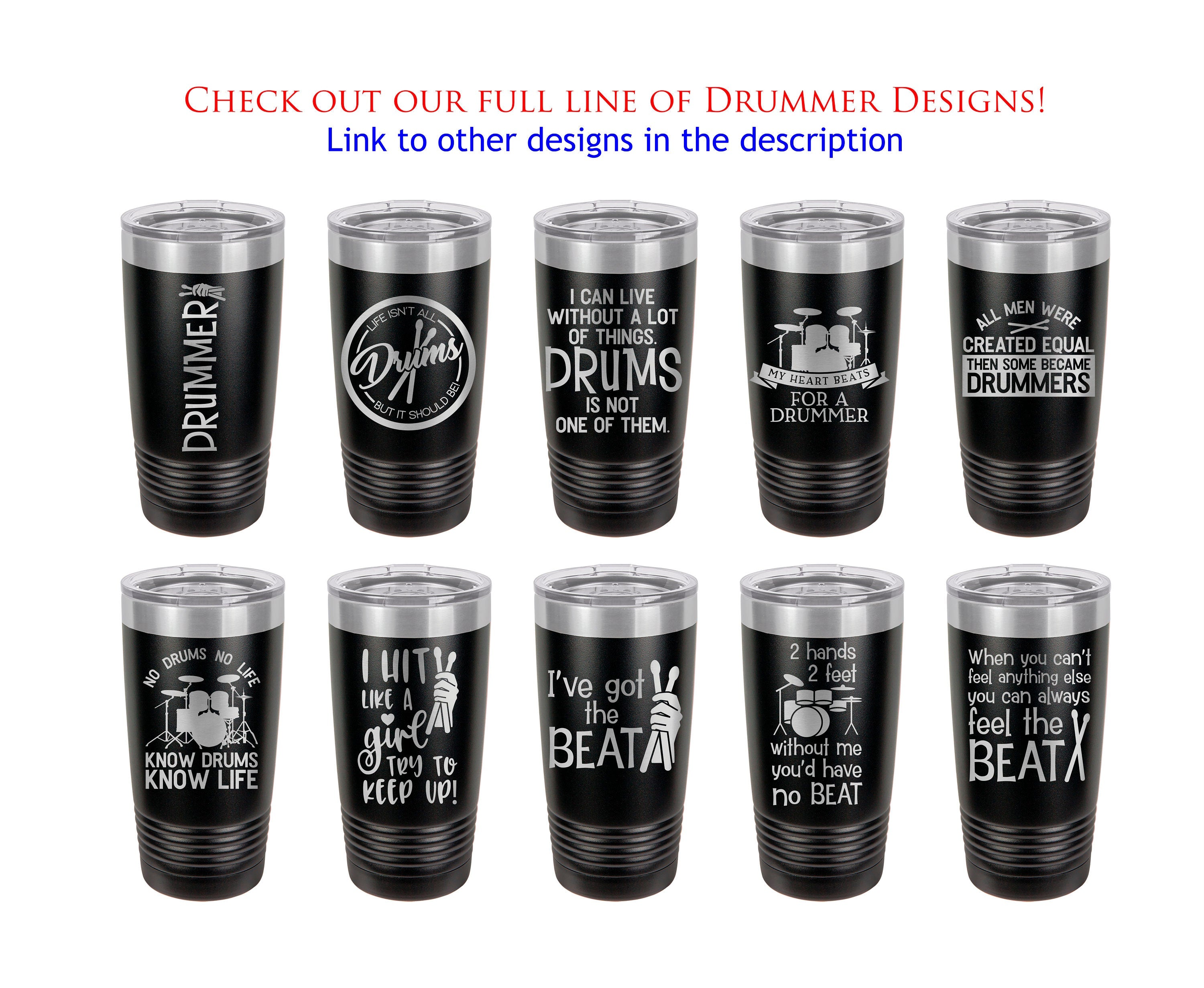 Drum Tumbler Hit Like A Girl Drummer Gift Musician Mug Drums Yeti Custom Laser Engraved Cup