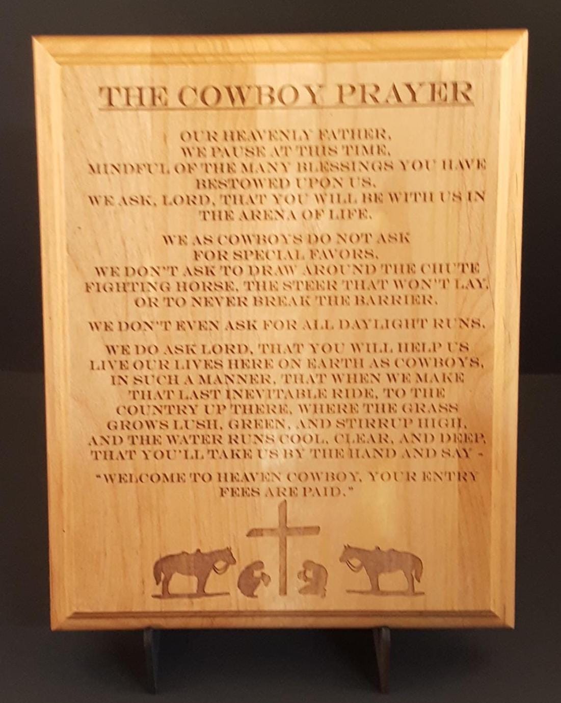 Cowboy Prayer Wood Plaque | Engraved Alder Wood Sign | Western Christian Decor | Rustic Faith Wall Art | Cowboy Gift | 5 Sizes