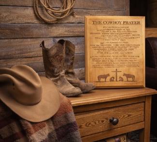 Cowboy Prayer Wood Plaque | Engraved Alder Wood Sign | Western Christian Decor | Rustic Faith Wall Art | Cowboy Gift | 5 Sizes