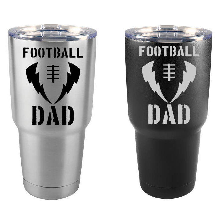 Football Dad Stainless Steel 30 oz Engraved Custom Tumbler- Football Player, Dad Gift, Sports