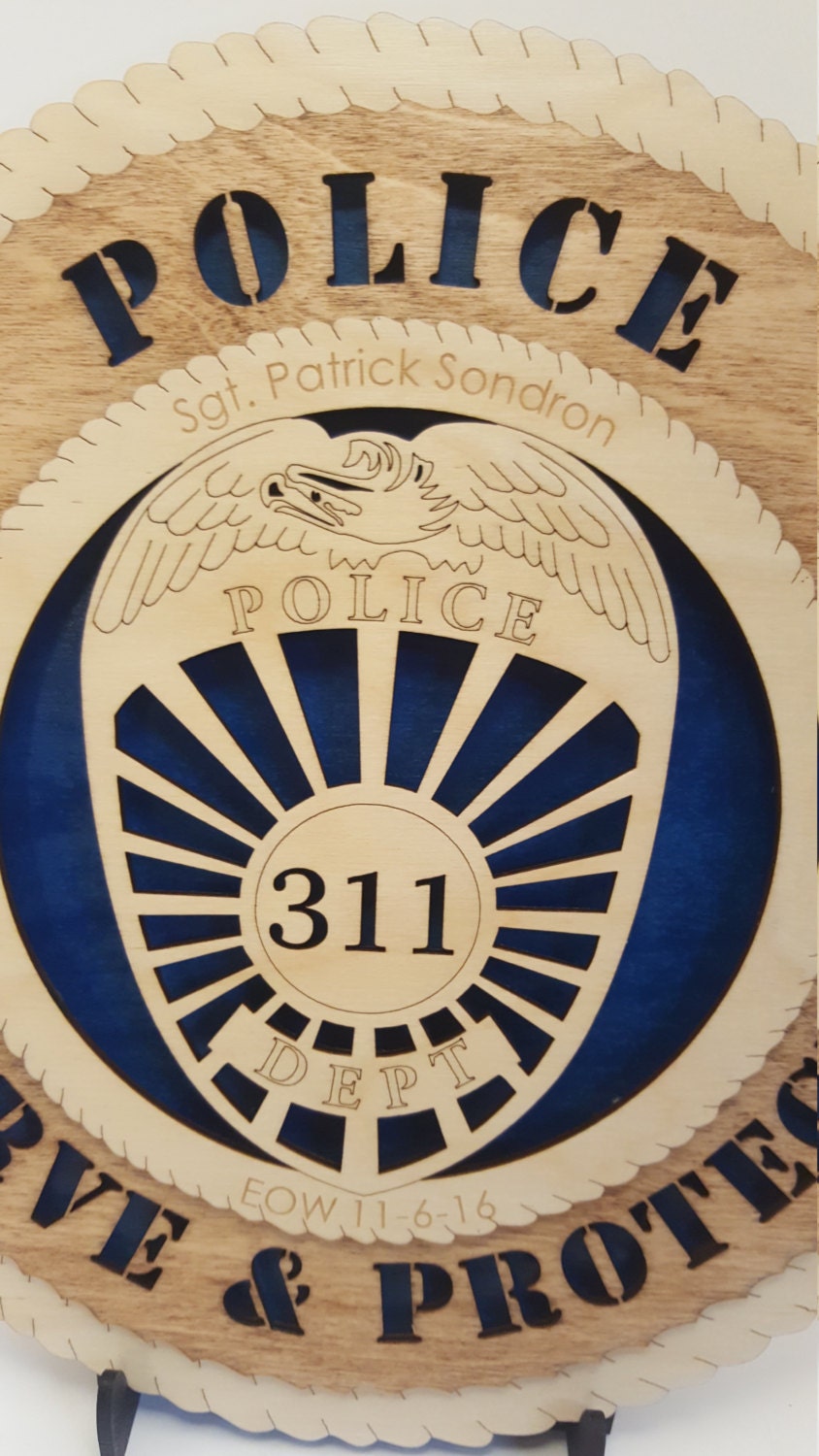 Police Officer- 3D Round Wall Plaque made of solid birch, 11.5" round, wall hanging or desktop display