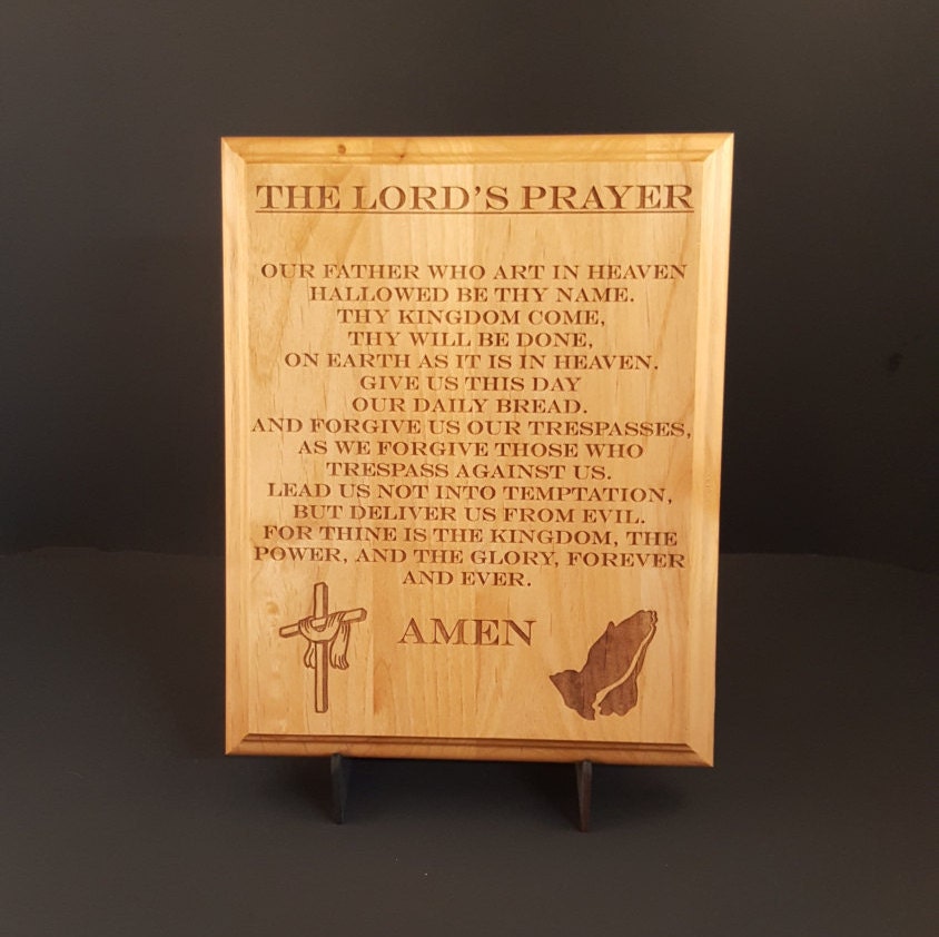 The Lord's Prayer Engraved Wood Plaque, 9" X 12"