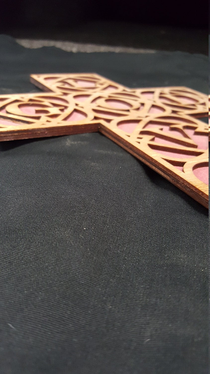 Love God Wooden Cross Wall Decor- Laser cut, birch wood