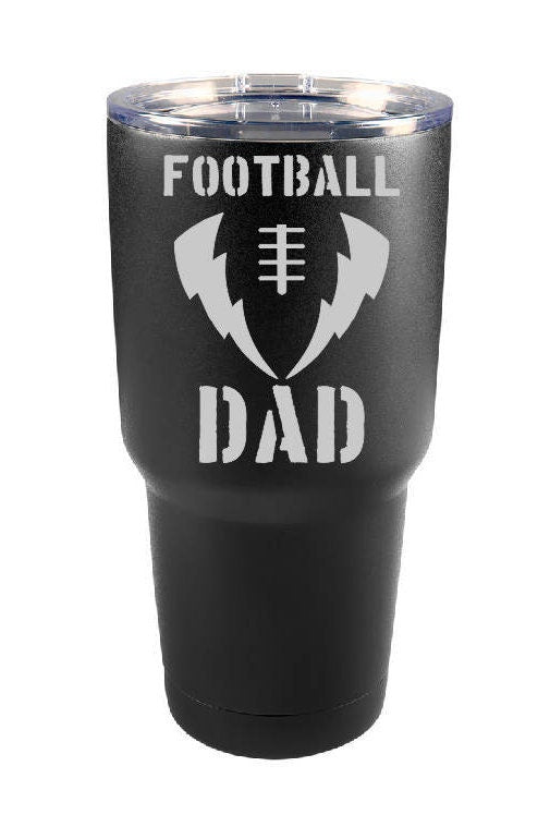 Football Dad Stainless Steel 30 oz Engraved Custom Tumbler- Football Player, Dad Gift, Sports